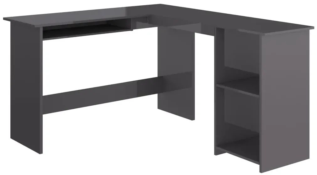 Szare biurko narożne nowoczesne połysk - Lorenza 4X