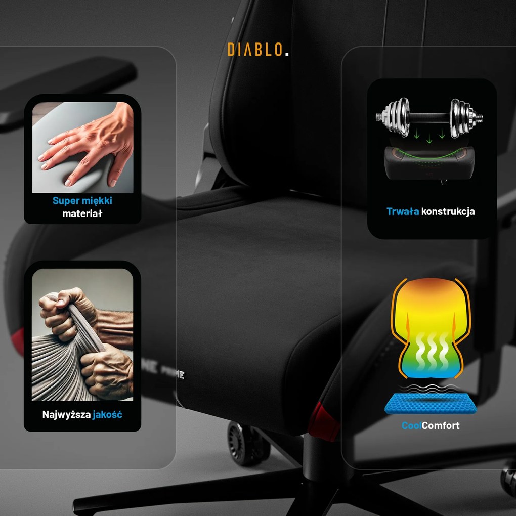 Fotel gamingowy Diablo X.One Prime, Normal Size, Burned Black