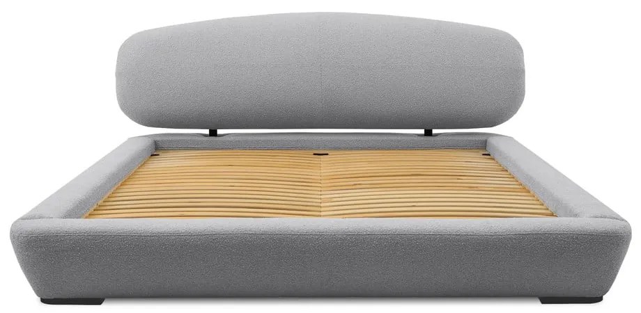 Szare tapicerowane łóżko dwuosobowe ze stelażem 160x200 cm Odette – Scandic