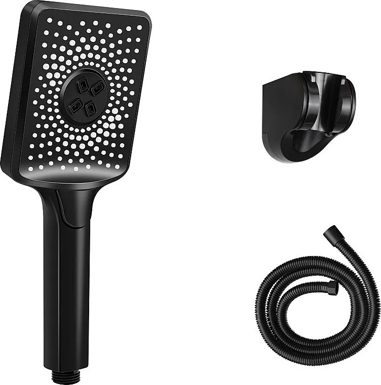 NETTLIFE Czarna słuchawka prysznicowa oszczędzająca wodę z 3 kwadratowymi strumieniami