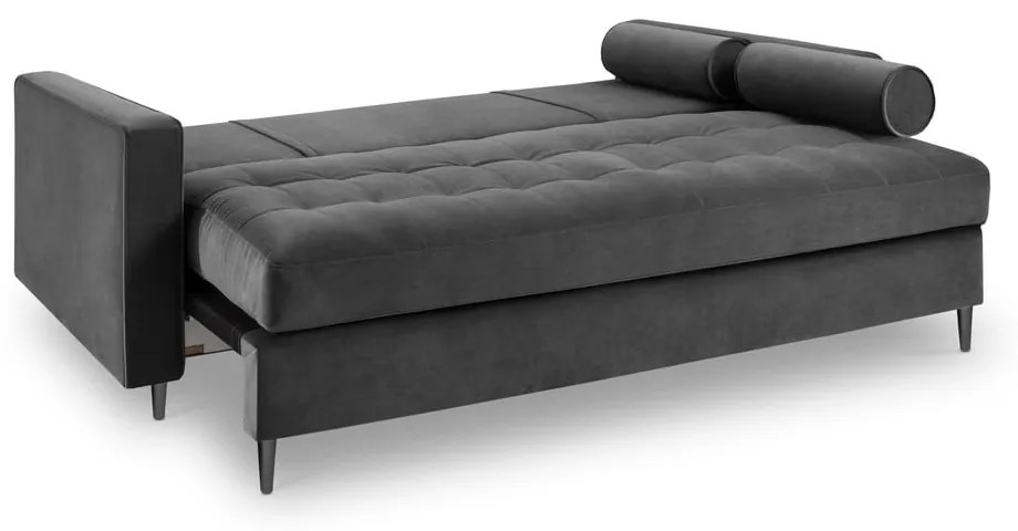 Ciemnoszara aksamitna rozkładana sofa Milo Casa Santo