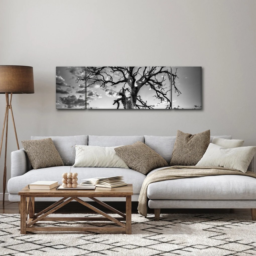 Obraz - Czarno - białe drzewo (170x50 cm)