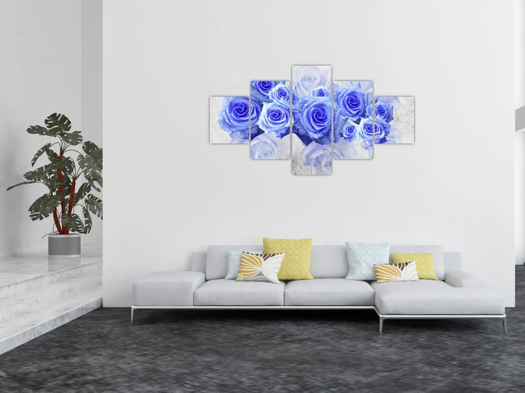 Obraz - Niebieskie róże (125x70 cm)