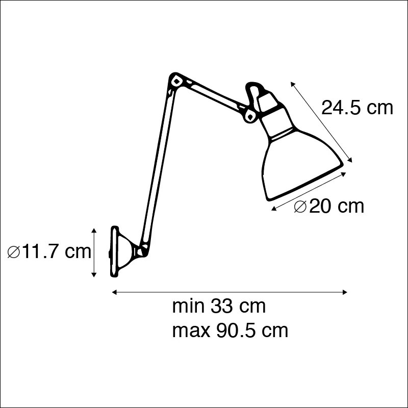 Industrialna lampa ścienna czarna regulowana - WyePrzemysłowy Oswietlenie wewnetrzne