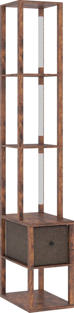 HOMCOM Lampa stojąca LED z półkami, regulowana jasność, włącznik nożny, rustykalny brąz | Aosom PL