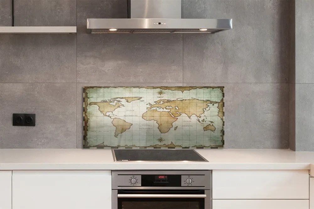 Szklany Panel Historyczna Mapa z Efektem Nadpalenia