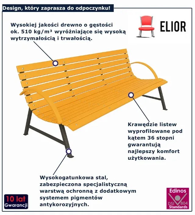 Ławka ogrodowa z oparciem pomarańczowa 170 cm R7-M30