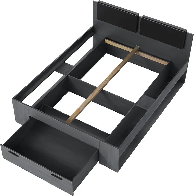 Łóżko 160x200 z tapicerowanym wezgłowiem Galaxy 51 - dąb carbon
