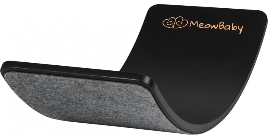 Deska do balansowania z filcem 80x30cm dla dzieci. drewniany czarny balance board, filc szary - meowbaby®