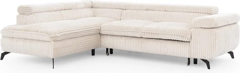 Kremowy sztruksowy narożnik (lewostronny/w kształcie litery L) Marbeya – Ropez