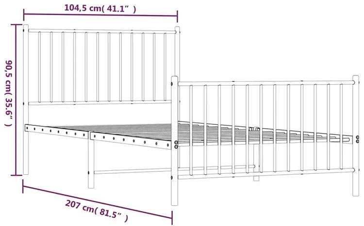 Czarne metalowe łóżko 100x200cm - Fiver