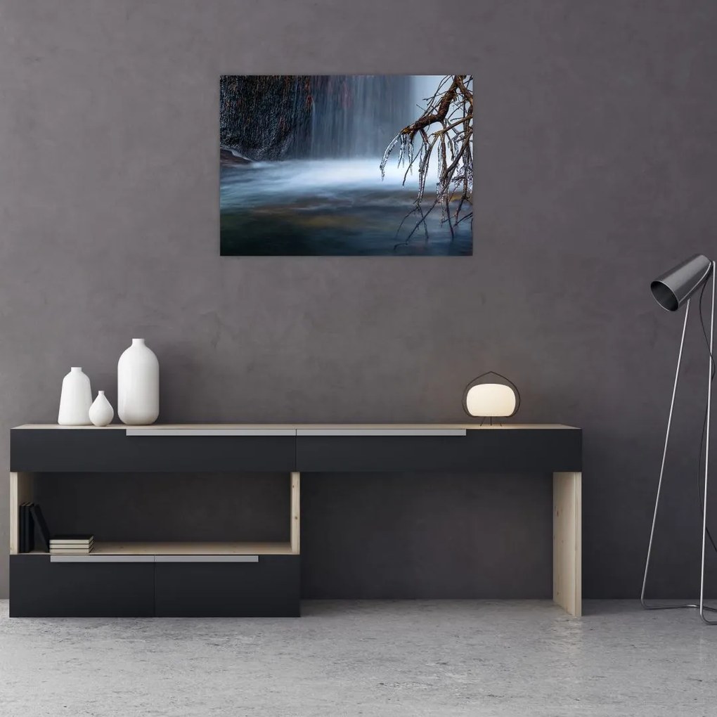 Obraz na szkle zimowej laguny (70x50 cm)