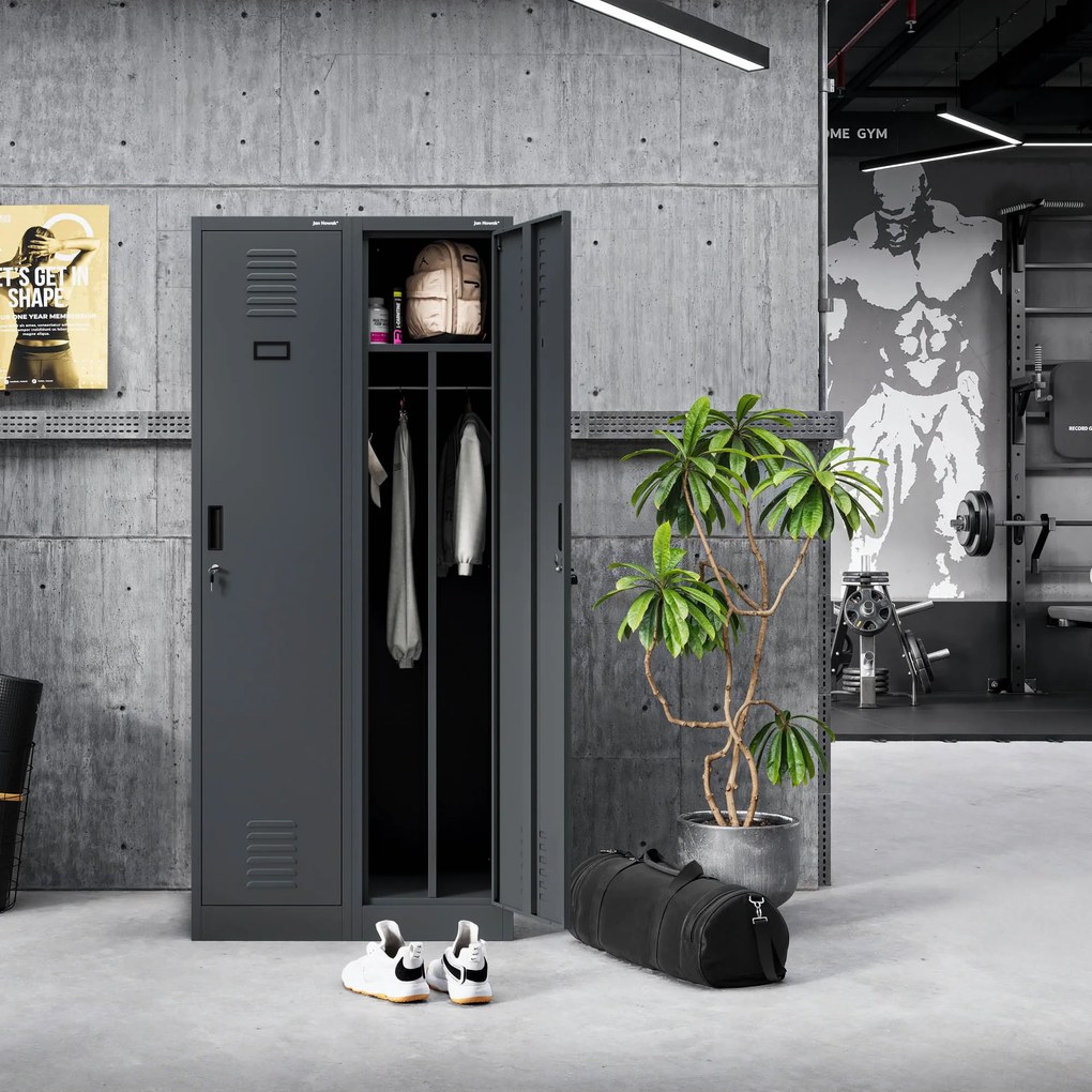 Szafka pracownicza metalowa antracytowa KACPER 1 Plus 400 x 1800 x 500 mm