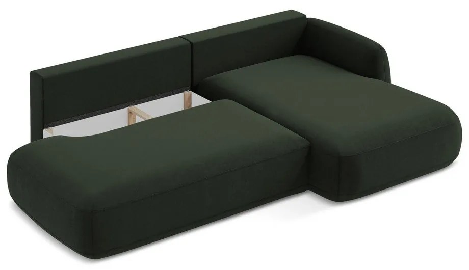 Ciemnozielony rozkładany narożnik (prawostronny/z szezlongiem) Hale – Makamii