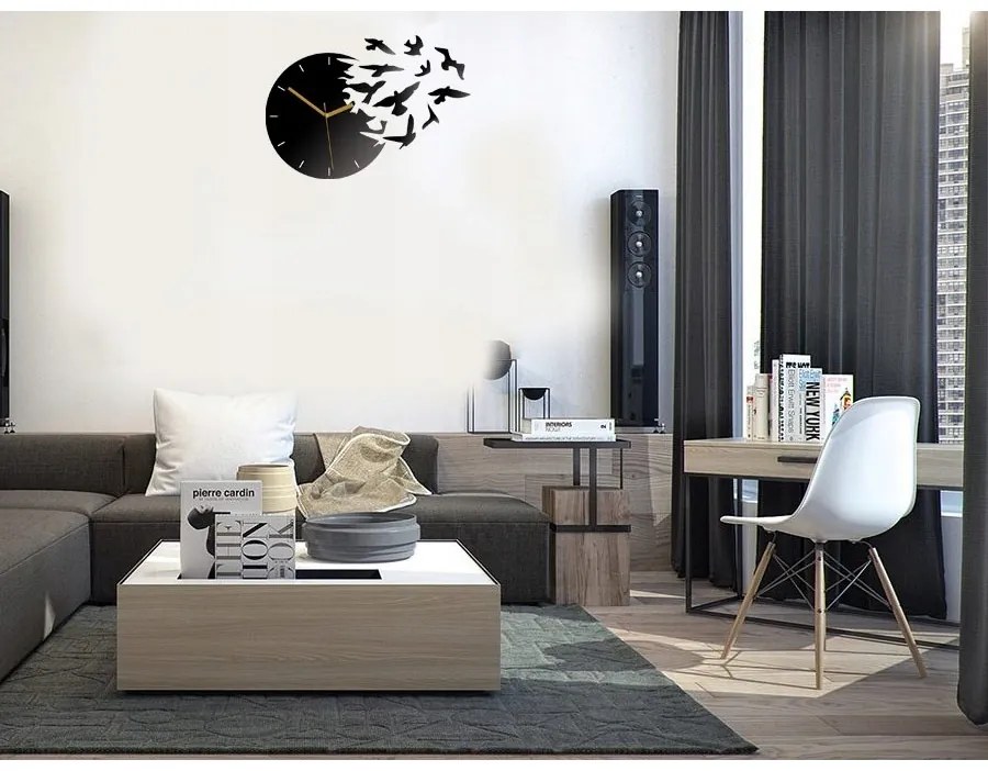 Zegar ścienny okrągły z cichym mechanizmem na ścianę akrylowy z ptakami