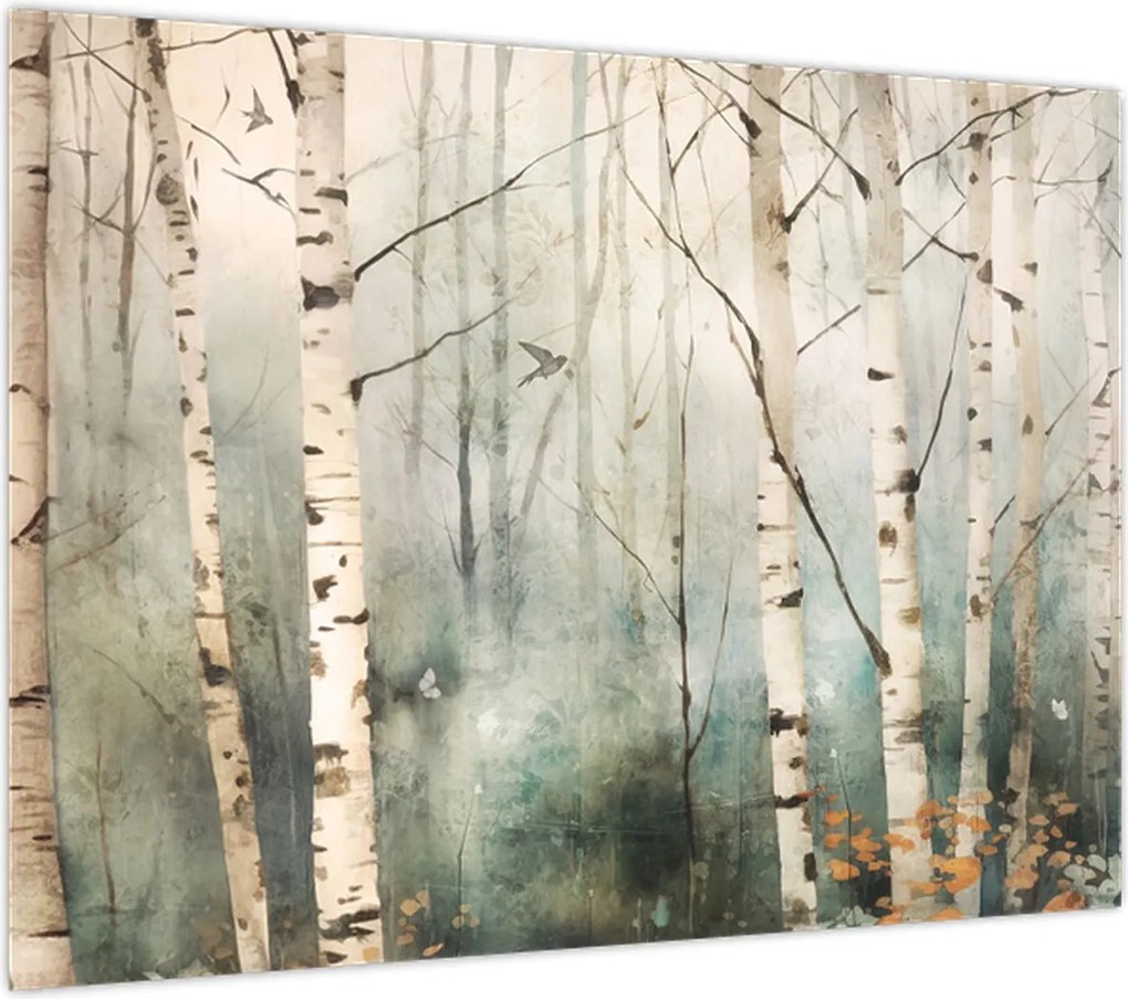Obraz na szkle - Rysowanie wzoru lasu (70x50 cm)