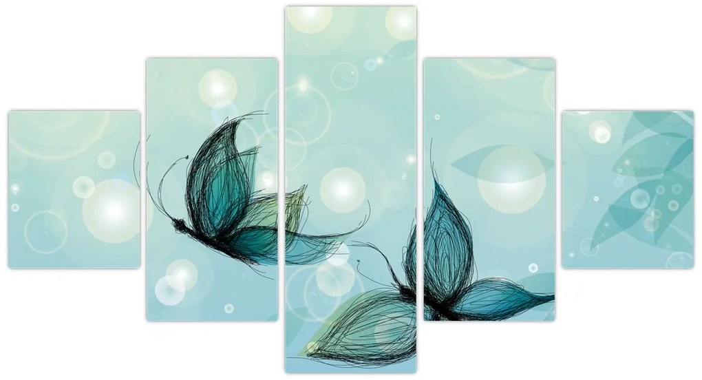 Obraz - Niebieskie motyle (125x70 cm)