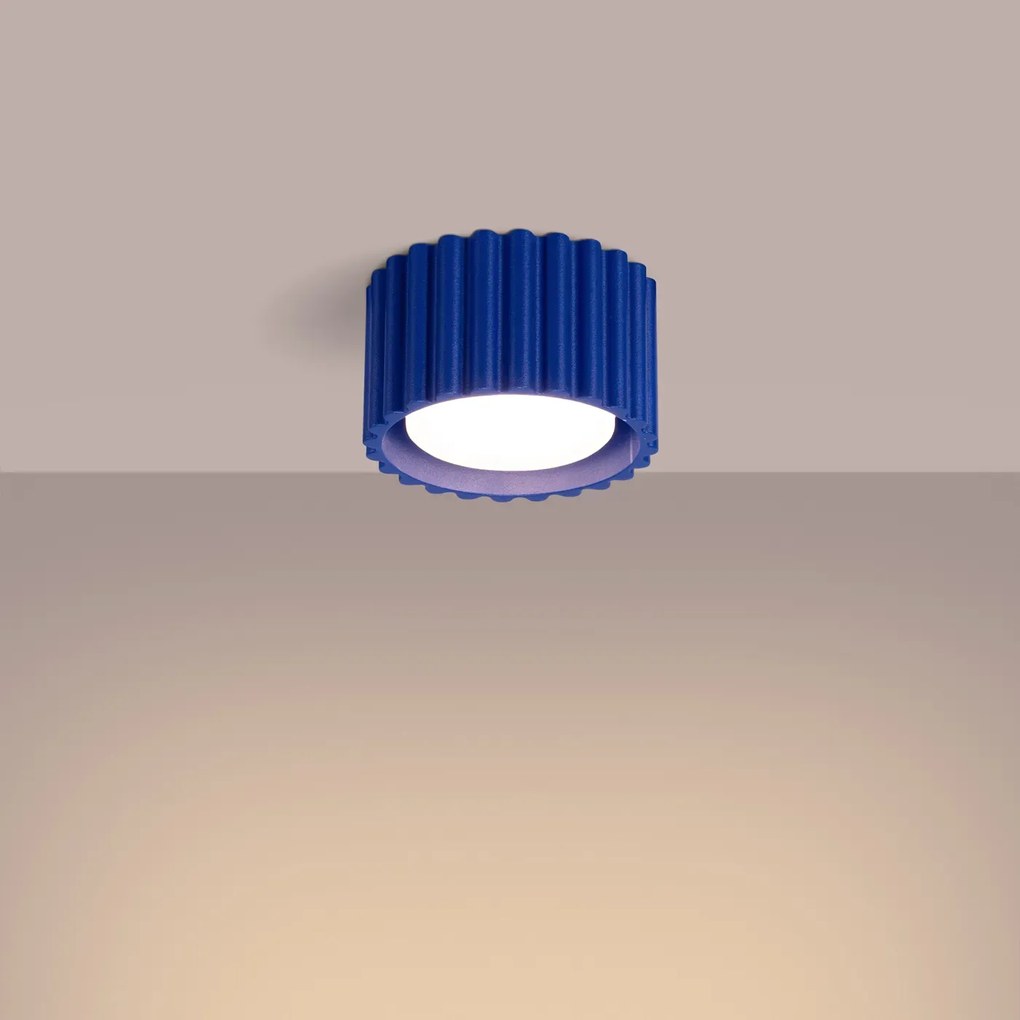 Plafon AURA 1 ultramaryna GX53 ryflowany SOLLUX  LIGHTING