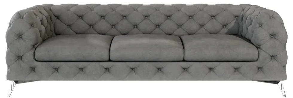 Szara aksamitna sofa 243 cm Chelsea – Ropez