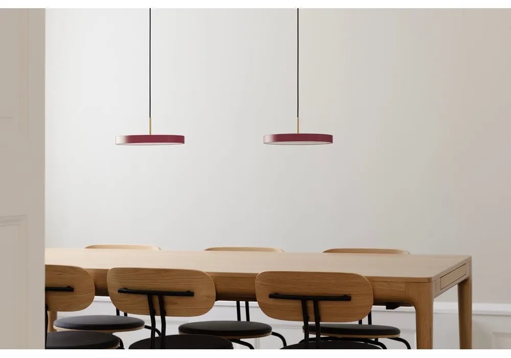 Czerwona metalowa lampa wisząca LED ze ściemniaczem i metalowym kloszem ø 31 cm Asteria Plus – UMAGE