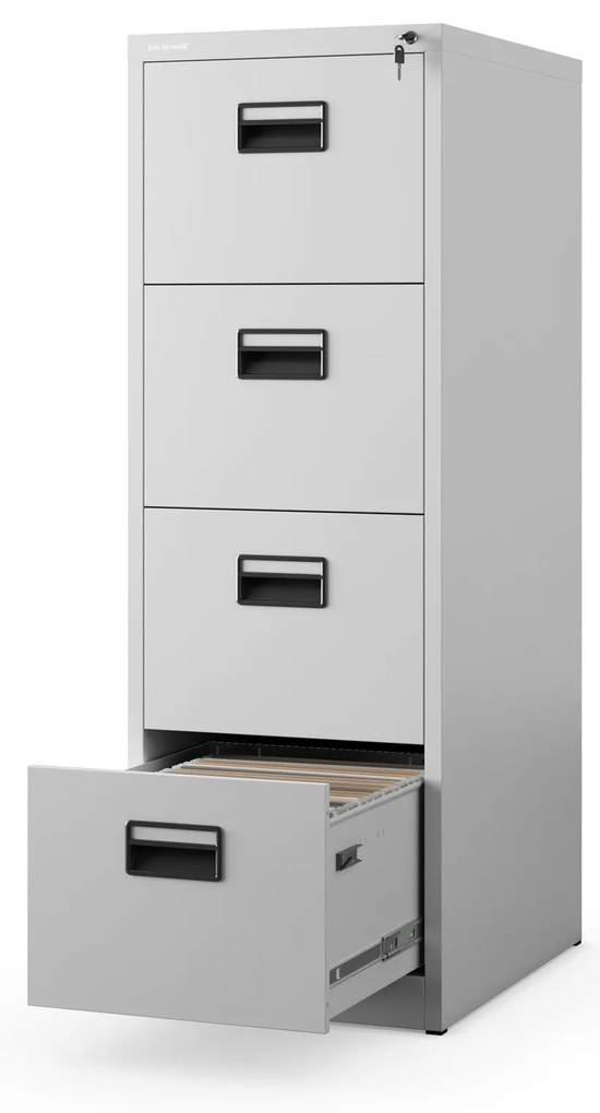 Szafa kartotekowa metalowa z 4 szufladami szara, 460x1320x620 mm: SARA