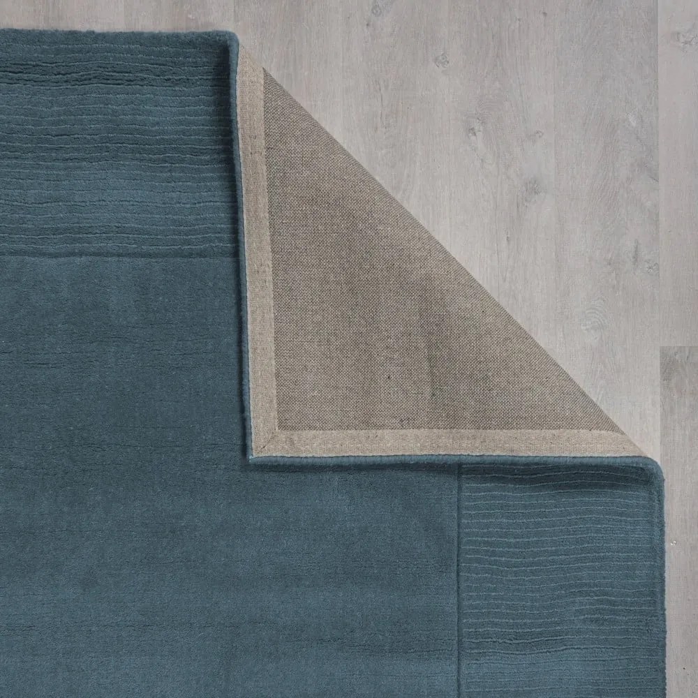 Niebieski wełniany dywan tkany ręcznie 160x230 cm Textured Wool Border – Flair Rugs