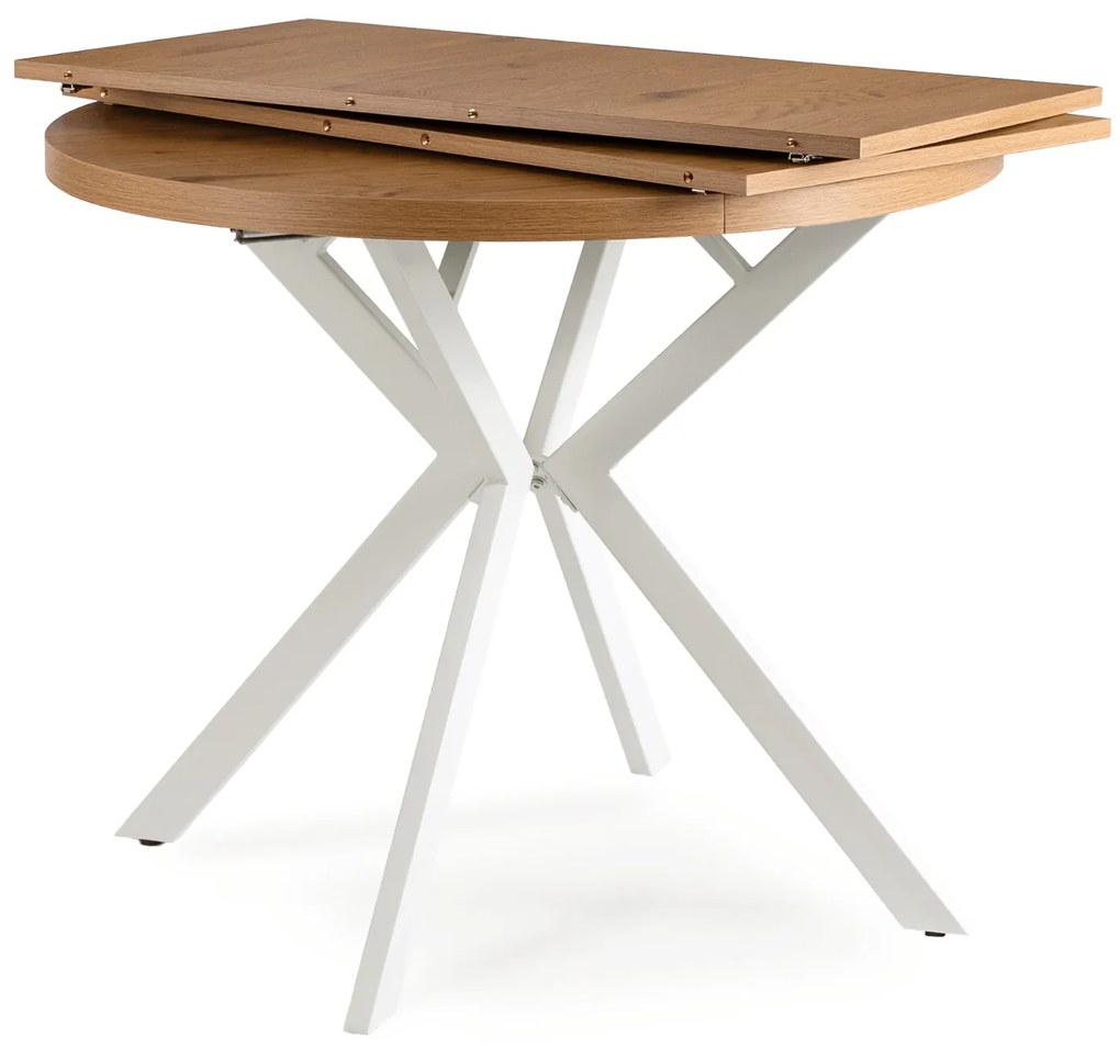 Stół Okrągły Rozkładany DORIAN 80-160 cm Dąb Złoty/Biały Skandynawski