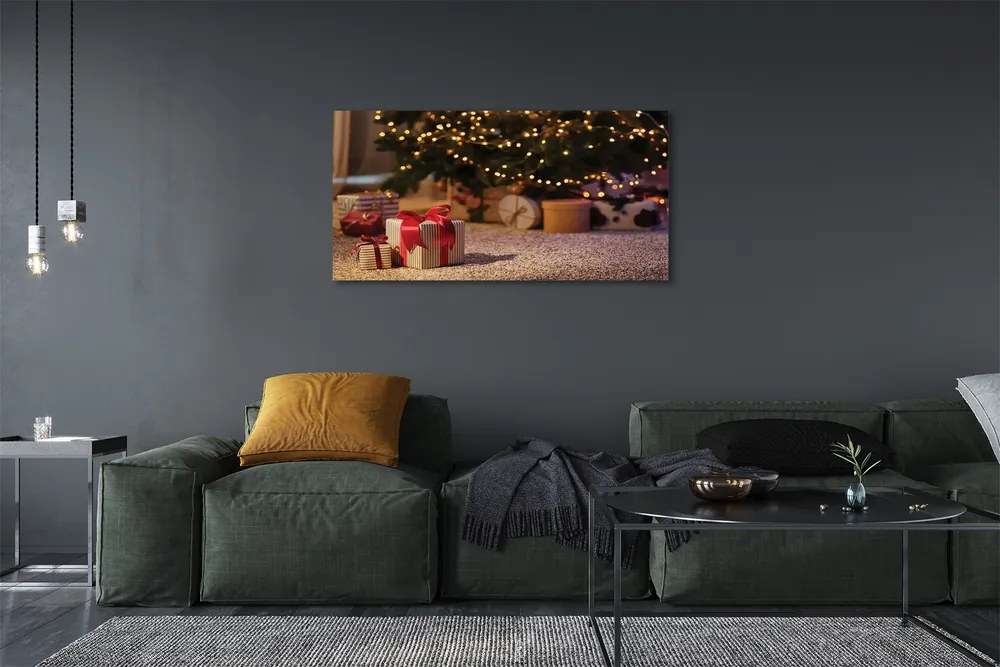 Obraz drukowany na płótnie Prezenty i Choinka