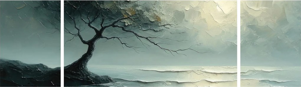 Obraz - Obraz olejny przedstawiający drzewo z oceanem (170x50 cm)
