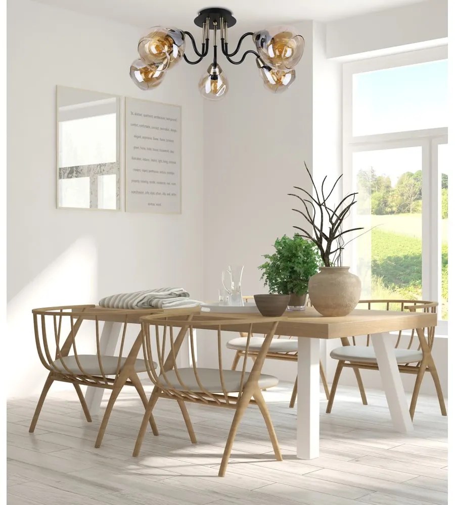 Lampa sufitowa w czarno-złotym kolorze ze szklanym kloszem Unica – Candellux Lighting