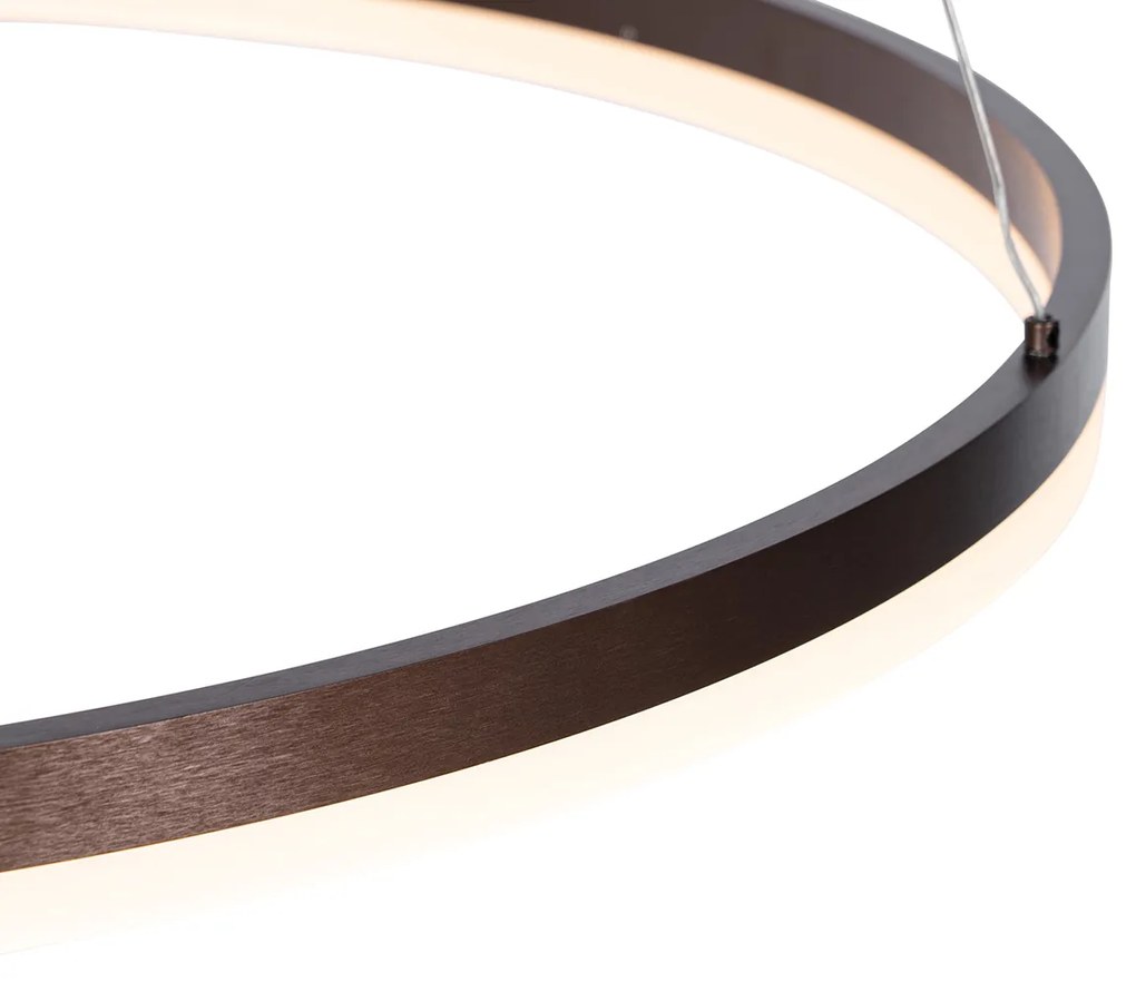 Lampa wisząca ciemnobrązowa 80 cm z LED o 3-stopniowym ściemnianiu - Anello Nowoczesny Oswietlenie wewnetrzne