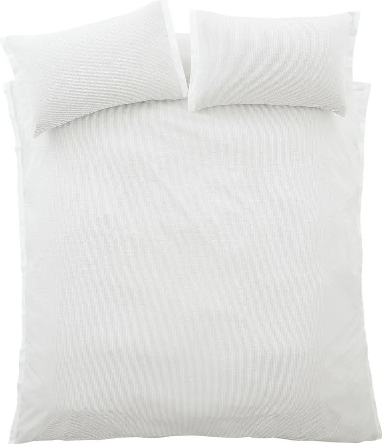 Jasnoszara pościel dwuosobowa z perkalu bawełnianego 3-częściowa 200x200 cm Seersucker Woven Stripe – Bianca