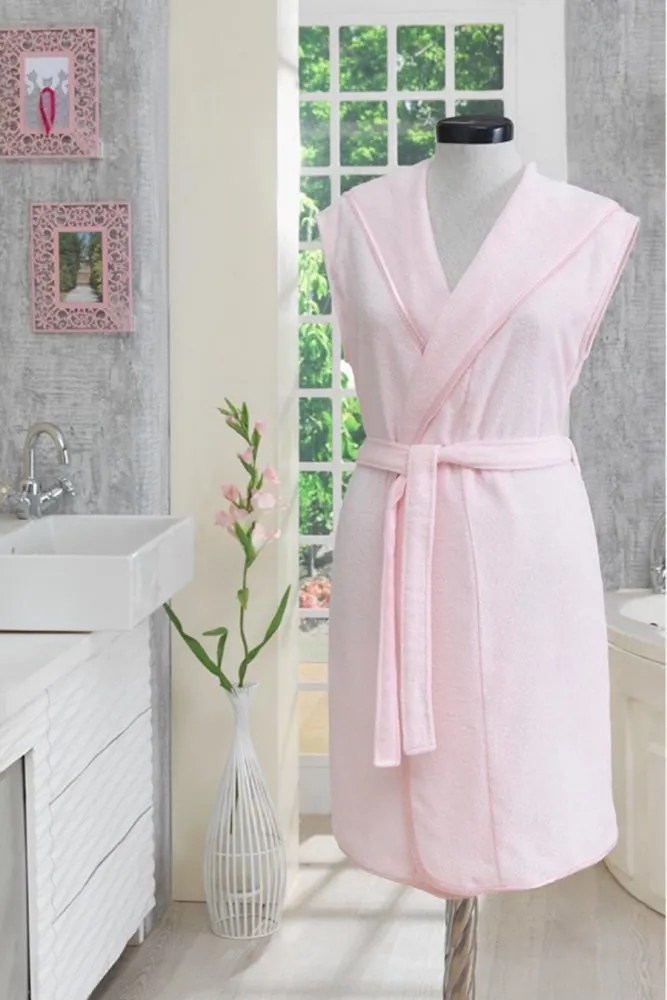 DURU damski pluszowy szlafrok z kapturem L Różowy