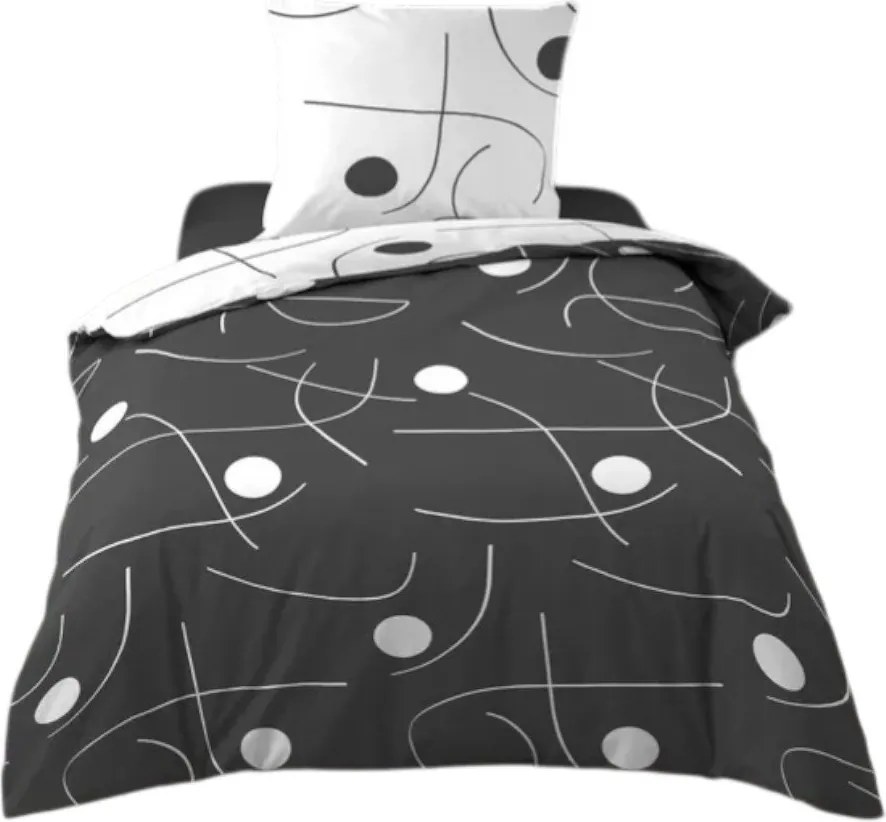 Biało-ciemnoszara pościel jednoosobowa z mikrowłókna 140x200 cm Sonate – douceur d'intérieur