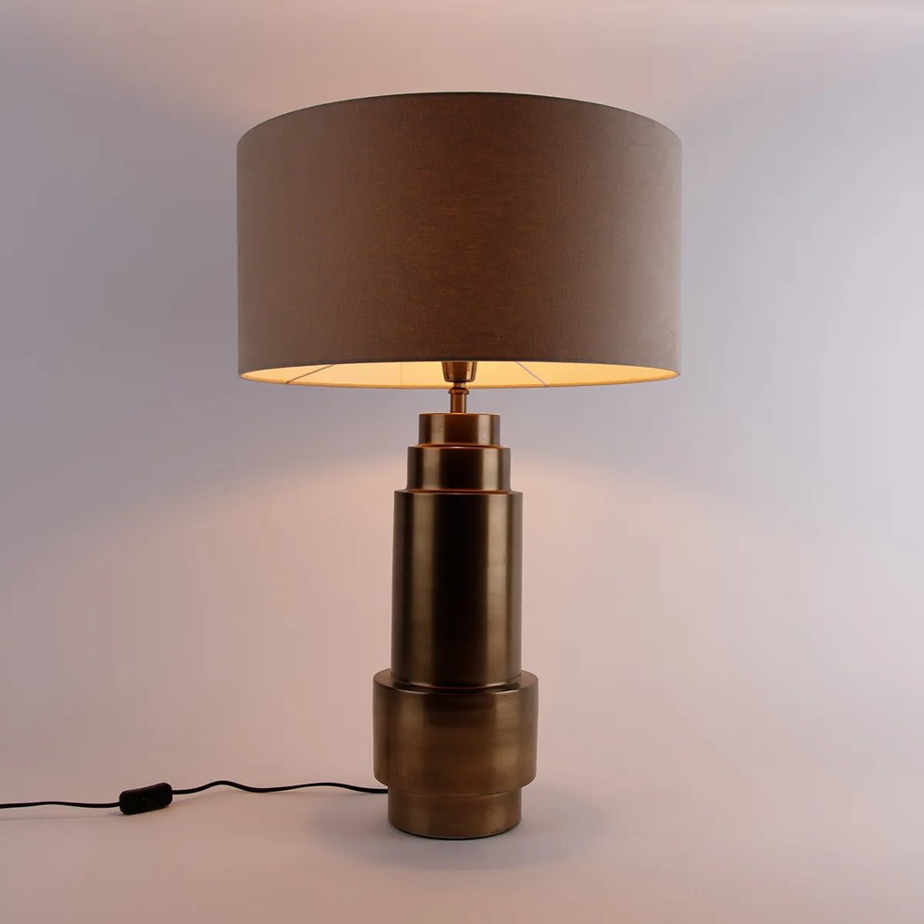 Lampa stołowa brązowy abażur z tkaniny jasnobrązowy 50 cm - Bruut