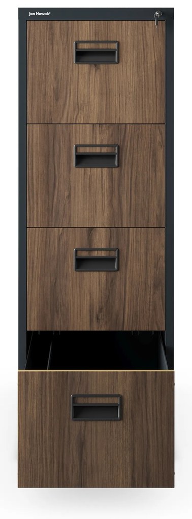 Metalowa szafa kartotekowa SARA V4, 460 x 1320 x 620 mm, Eco Design: antracytowa/ orzech