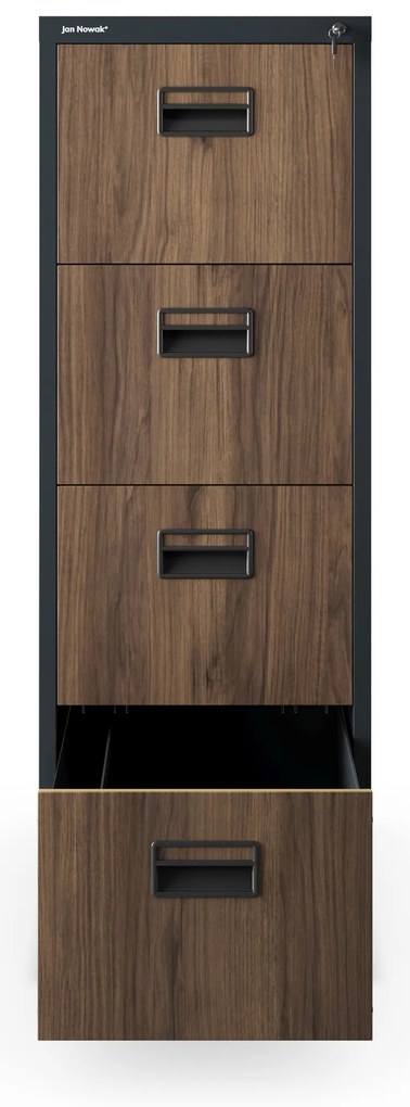 Szafa kartotekowa metalowa z 4 szufladami antracytowa/orzech, 460x1320x620 mm: SARA Eco Design