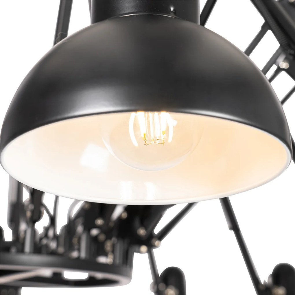 Industrialna lampa wisząca czarna 16-światłowa regulowana - Hobby SpinnePrzemysłowy Oswietlenie wewnetrzne