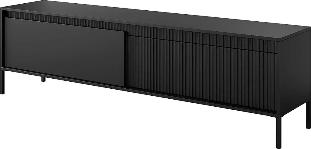 Szafka RTV: 2 drzwi, szafka: czarna, 53,6 x 187,1 x 39 cm
