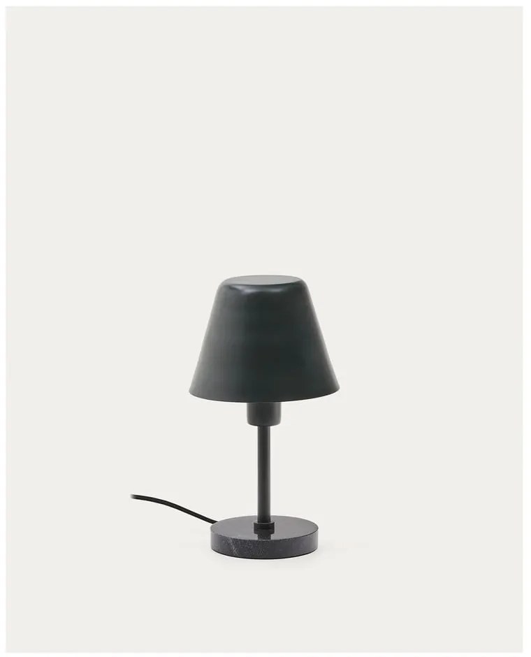Ciemnozielona/czarna marmurowa lampa stołowa z metalowym kloszem (wysokość 32 cm) Calina – Kave Home