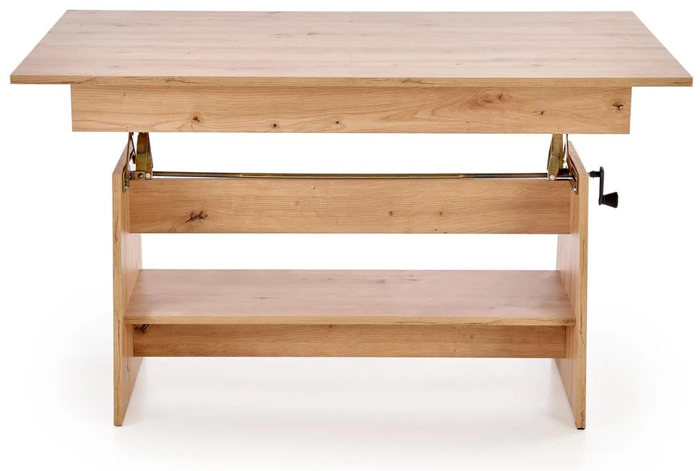 Rozkładany ławo-stół, podnoszony blat, dąb artisan 120-160/70/61-72 ERIKA