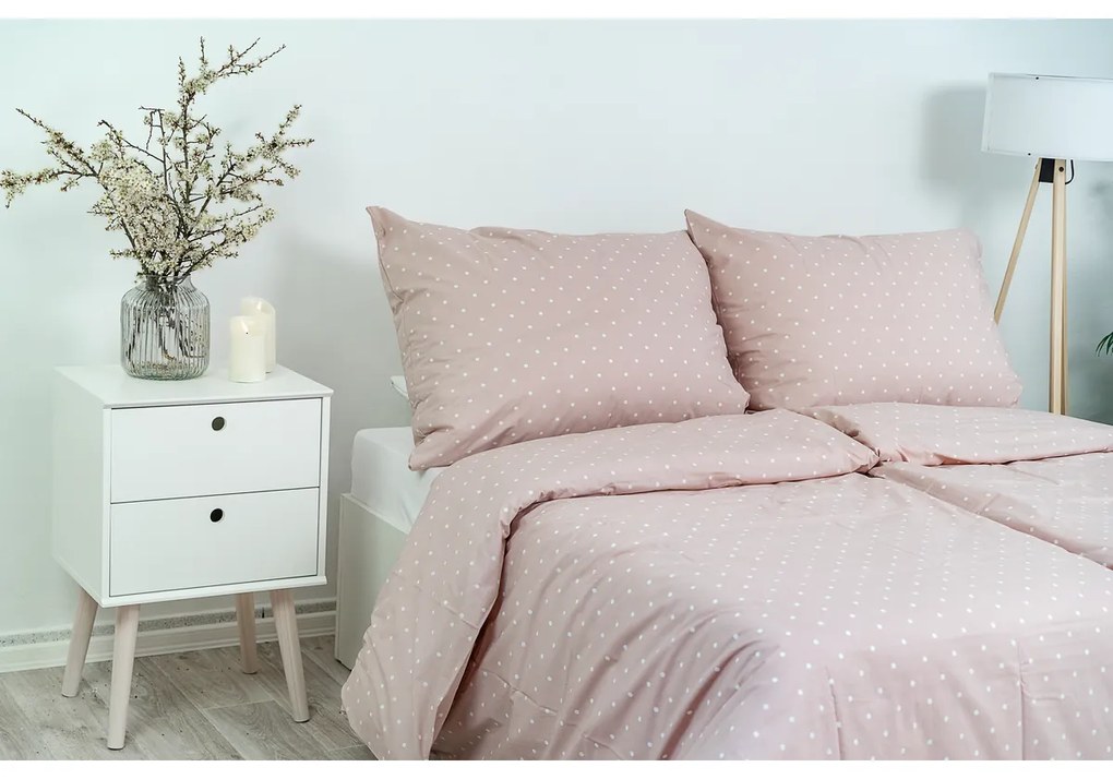 Stanex Pościel z kory Różowa kropka, 140 x 220 cm, 70 x 90 cm