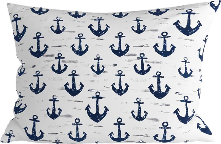 Bawełniana poszewka na poduszkę NAVYSTA POLY 50x70 cm, niebiesko-biała