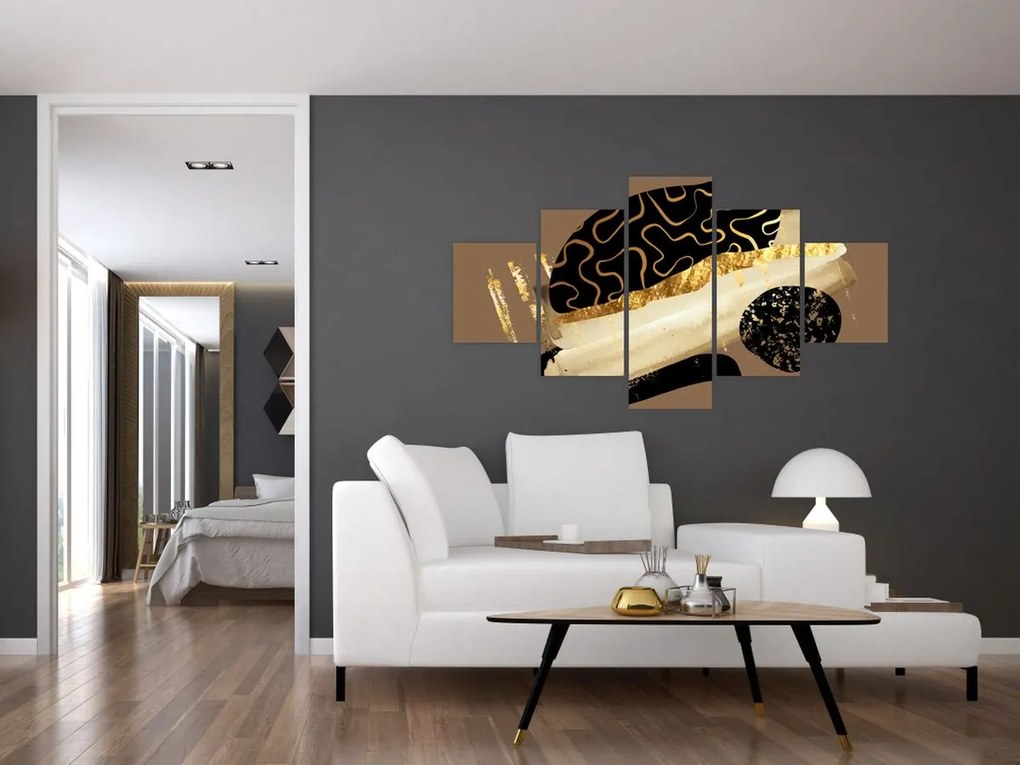 Obraz - Abstrakcja złotobrązowy N⁰3 (125x70 cm)