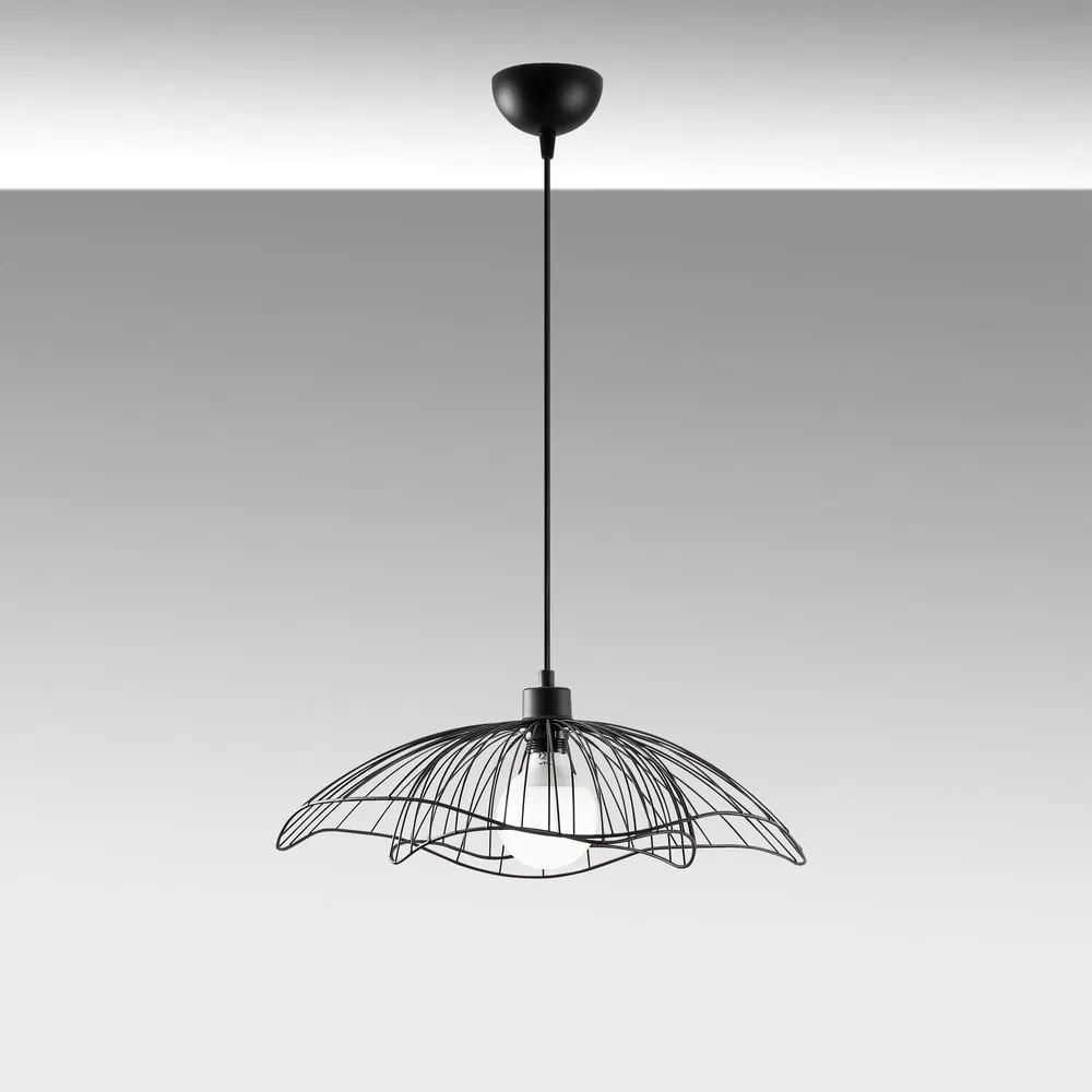 Czarna lampa wisząca z metalowym kloszem ø 50 cm Farac – Opviq lights