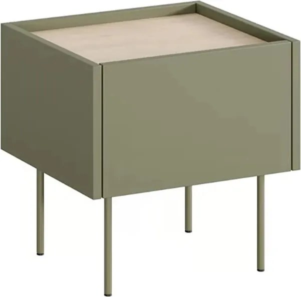 Szafka nocna Desin z szufladą 45 cm - oliwka / dąb nagano