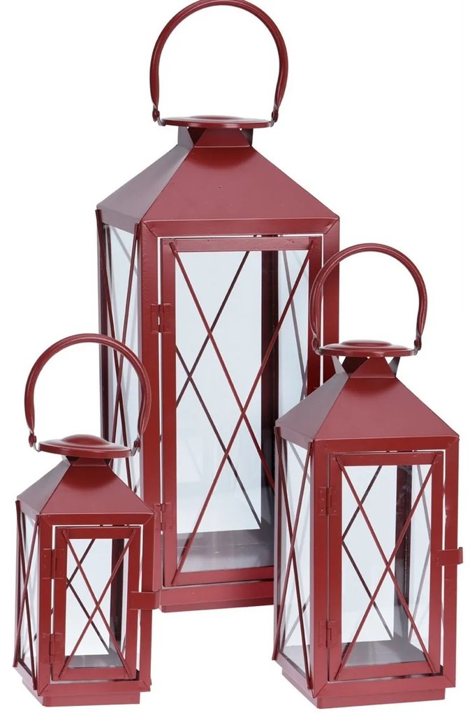 Zestaw metalowych latarenek Reds 3 szt., czerwony