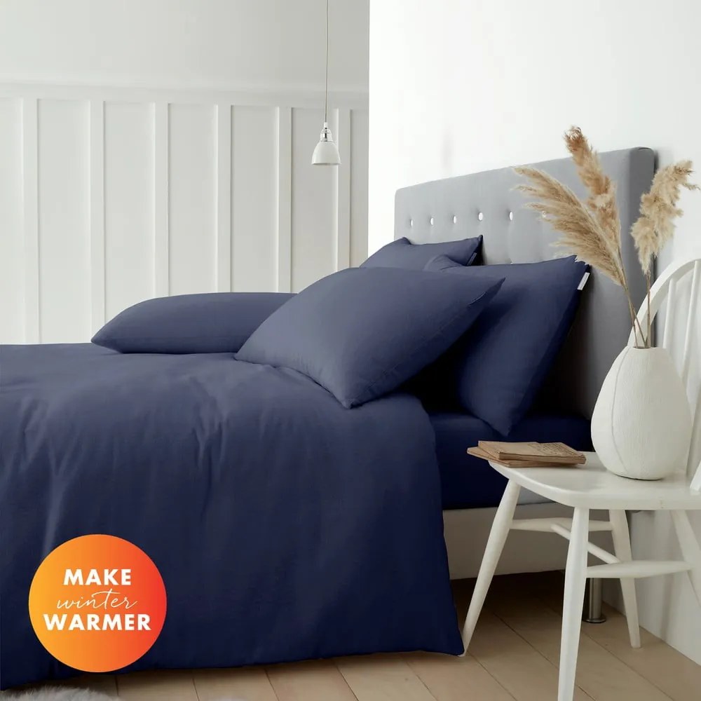 Ciemnoniebieska flanelowa pościel dwuosobowa 230x220 cm Brushed – Catherine Lansfield