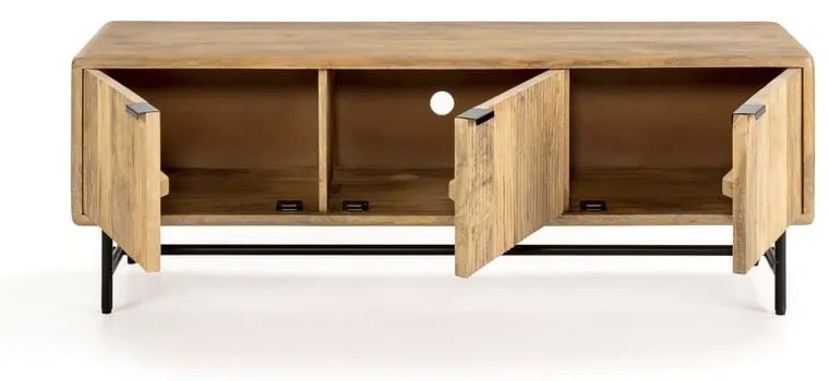 Szafka pod TV z litego drewna mango w naturalnym kolorze 145x50x40 cm Mundra – MOME