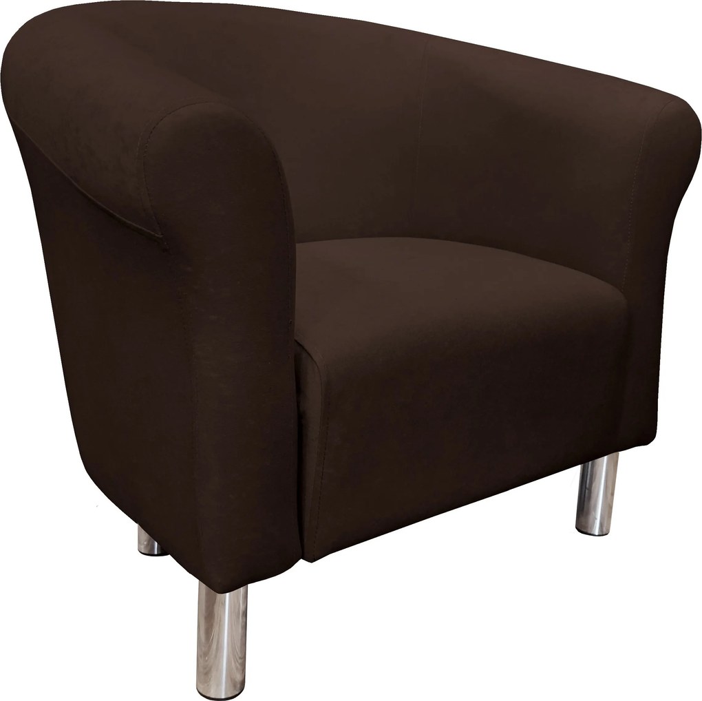 Fotel Milo tkanina Mikrofaza stylowy fotel do salonu i sypialni : Kolor nogi - Chrom, Kolor tkaniny - 4 MIKROFAZA, Wysokość nogi - 15 cm